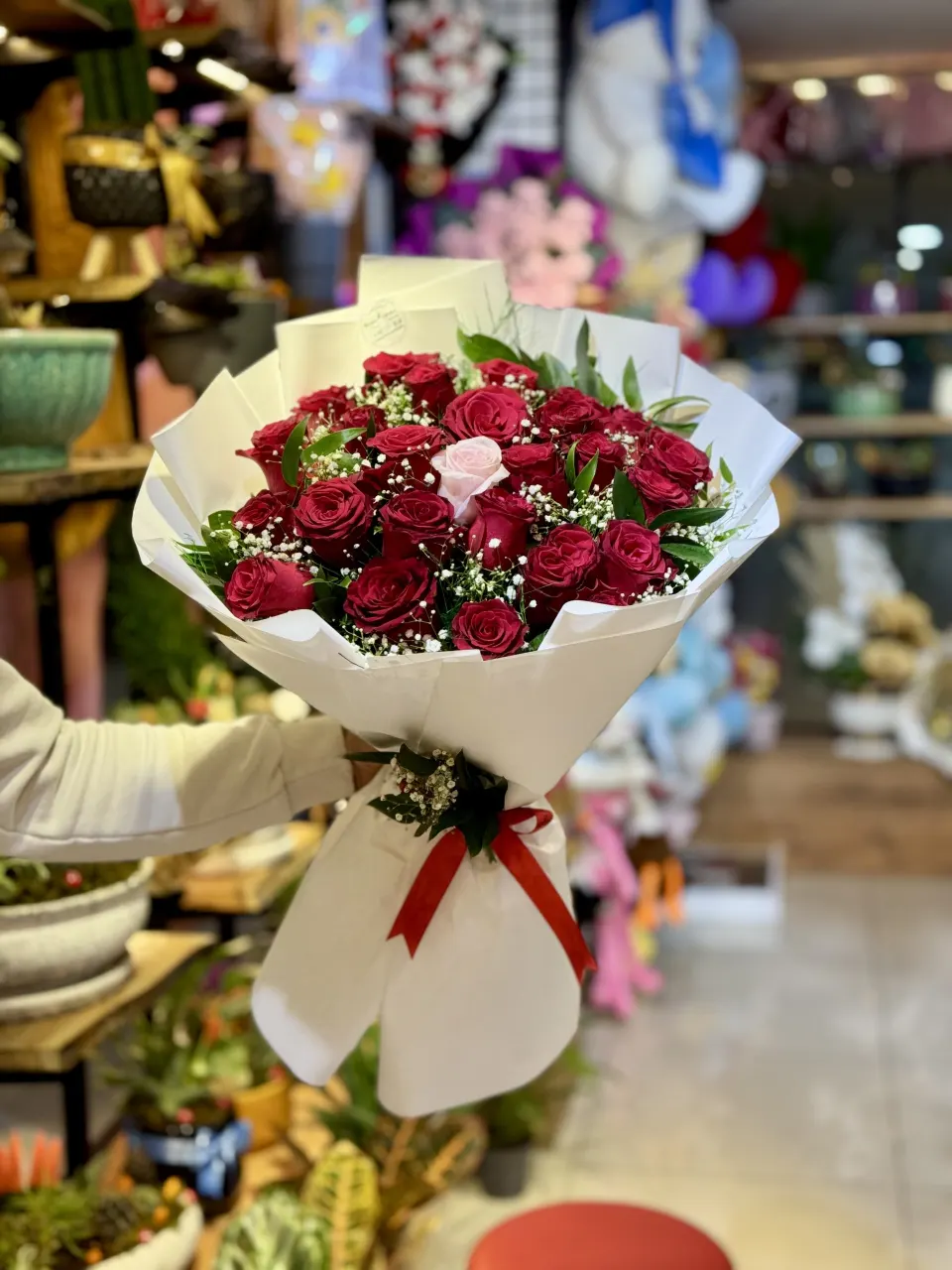 Kalbin Ortası Pembe Gül — Kırmızı Gül Buketi